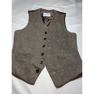 Goodfellow & CO Men's Wool Vest Brown Adjustable Four Pockets Size Small